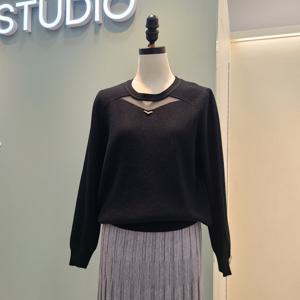 [수스]시스루 포인트 니트 S254BSWB59 /블랙,아이보리