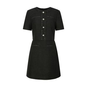 질스튜어트 뉴욕 여성 25SS 인기상품 리오더 블랙 체크 레이온혼방 반팔 트위드 미니 원피스 JSDR5B251BA