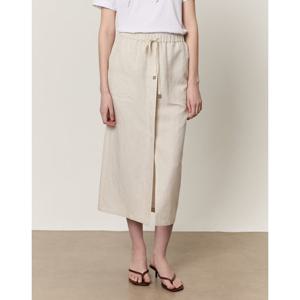 아떼 바네사브루노 여성 25SS 인기 급상승시즌오프린넨 코튼 밴딩 라이트베이지 슬릿 롱스커트 VLSK5B229I1