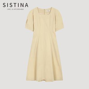 [SISTINA] 인기 스퀘어넥 벌룬 슬리브 원피스_AWWOPO21090_LB