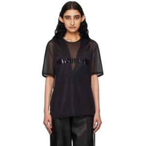 25 FW 헬무트랭 여성 블랙 시스루 티셔츠 242154F110005