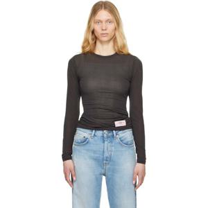 25 FW 가니 여성 블랙 시스루 메시 저지 티셔츠 251144F110049