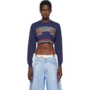 카사블랑카 티셔츠 네이비 베이스볼 크롭 스웨터 251195F096003