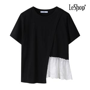 [르샵]언발 레이스 사선 반팔 티셔츠 (BP4TS030A)