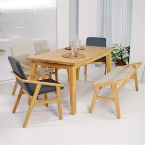 우아미가구 디쉘리 원목 6인 식탁 벤치의자 세트