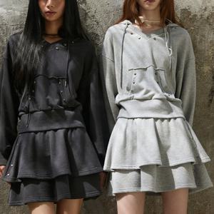 [에고이스트][BLUE LABEL] 징 장식 2단 러플 스커트 ER3OSK02