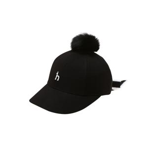 헤지스 골프 여성 25FW 블랙 여성 퍼 방울 와이드챙 캡 HWHE5F707BK