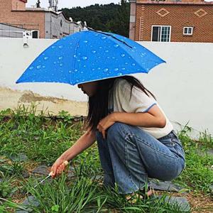 모자 중형 쓰는 머리우산 블루 머리에 파라솔 머리우산 머리에쓰는우산 파라솔 모자