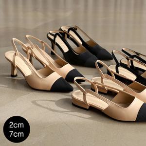 [바닐라슈] 모니르 배색 슬링백 플랫&펌프스(2cm,7cm)