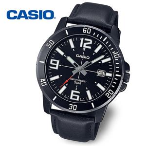 [정품] 카시오 흑새치 남성 야광 가죽시계 MTP-VD01BL-1B