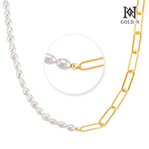 골드앤 14K 트윈 담수진주 클립체인 목걸이