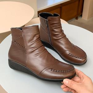 제이슈 /  빠른배송 소가죽 퍼안감 특별한일상 숏 앵클 부츠3cm