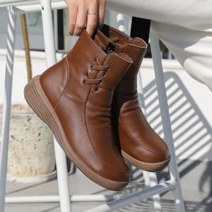 제이슈 / 빠른배송 소가죽 기모안감 덴티 앵클 숏부츠 4.5cm