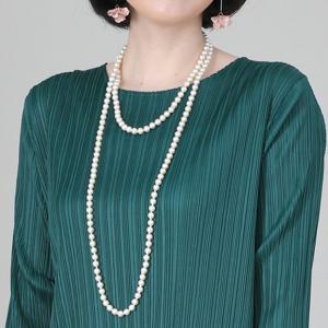 애비뉴투지 모조 인조 진주 롱 2줄 레이어드 7mm 목걸이 C03362