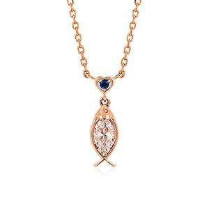 [비앤비골드] 14K 뽀드 큐빅바디 물고기 체인 목걸이 DMN38015