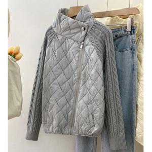 [바바라옷장]2320853 - 사선넥 니트 패딩 여성경량패딩 중량패딩