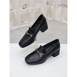 [코디엘루]스퀘어 토 고리장식 미들힐 여성 로퍼 5cm CDSP500119