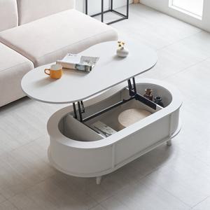 국내제작 로나 타원형 거실 리프트업 테이블 1200 (E1등급자재) 4Colors