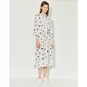 라움 여성  바움 운드 페르드가르텐BAUM UND PFERDGARTEN 화이트 스트랩 긴팔원피스 CWDR2E022WT