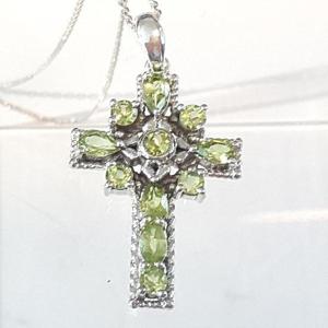 [블루케이] 페리도트 목걸이펜던트240405-24십자가