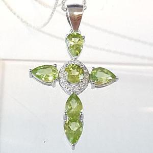 [블루케이] 페리도트 목걸이펜던트240405-21십자가