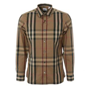 [버버리]남성 넬슨 클래식 체크 긴팔셔츠(브라운) 80734001