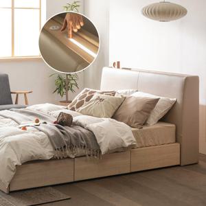 젠티스 헤이즐 LED 가죽 호텔 수납 침대 Q [코어핏S 하드 Q]