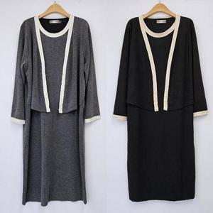 위쉬몰 NB 안나배색가디건롱원피스(S869H412) 빅사이즈