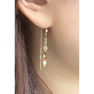 미니골드14K 리프레이스 롱체인 귀걸이 EJIM4101