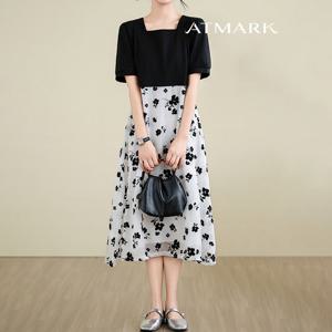 ATMARK 스퀘어넥퍼프플라워원피스_AA53OP011G