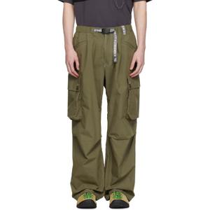 25 FW 앤드 원더 남성 카키 Gramicci 밀리터리 와이드 카고 팬츠 252817M188001