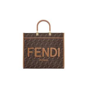 펜디 선샤인 미디움 FF 자카드 패브릭 쇼퍼 브라운 8BH386ALVYF1GE3