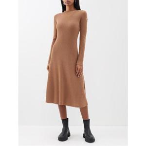 25 FW 몽클레어 로고 패치 리브 크루넥 니트 드레스 9L00007 M1259 22C