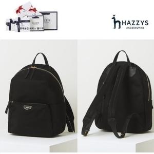 [선물포장][완판리오더] 베이직 나일론 레더 콤비 라운드 여성백팩 HIBA3E304BK