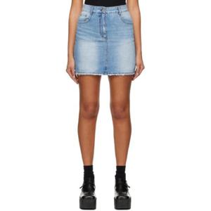 준지 미니스커트 블루 디스트레스 데님 미니 스커트 231343F090005