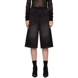 준지 반바지 블랙 패치 저지 데님 쇼츠 242343F088000