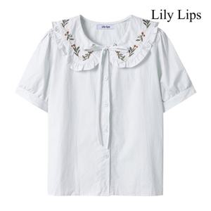 [릴리립스]라운드 카라 자수 블라우스 (YL5SH002)