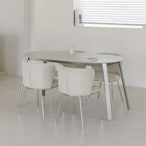 비앙카 세라믹 실버 무광 1400 식탁세트 (스톤엘 식탁+의자4)