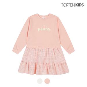 [탑텐키즈][탑텐키즈] 여아 우븐 매치 니트원피스_MKD1OO2101
