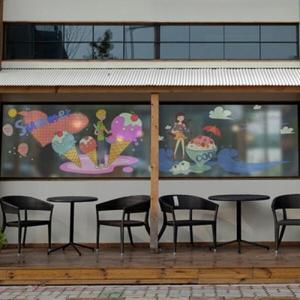 아트박스/낭만창고 dgcn178-쿨썸머-무점착 반투명 창문 시트지