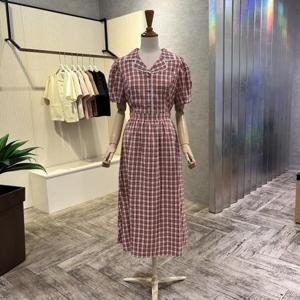 [ab.f.z]AOZ3HO07H_체크 카라 레이스 라인 원피스