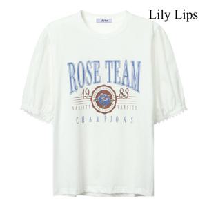 [릴리립스]레이스 퍼프 소매 1983 프린트 티셔츠 (YL7TS003)