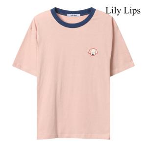 [릴리립스]퍼피 자수 래글런 반팔 티셔츠 (YL7TS006)