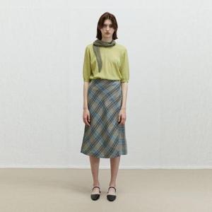 [에잇타임즈]  8TESSSK7326_린넨 체크 A라인 스커트