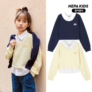 [네파키즈/택가79,000] KL65301 여아 셔츠 레이어드 맨투맨 본사직영