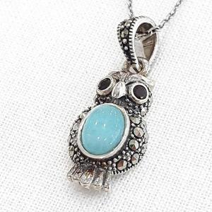 [블루케이] A부엉이 블루칼세도니원석목걸이250706-02