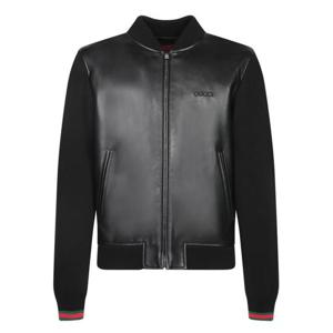 구찌 나파 레더 니트 봄버 가죽 자켓 793181 XNA29 1060 Black