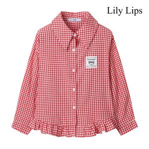 릴리립스  깅엄 체크 러플 패치 셔츠 (YL9SH004)