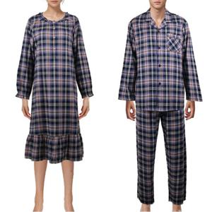 [비비안(언더웨어)]데일리 면기모 체크 긴팔 간절기 커플 원피스 잠옷 세트MP8870AGR8870A