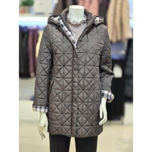 세리아 세이브존07 체크 배색 후드 퀼팅 점퍼 258303